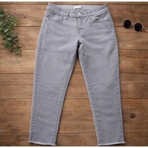 Dear John Joyrich Comfort Skinny Jeans Women Size 28 Gray Ankle Fringe Hem